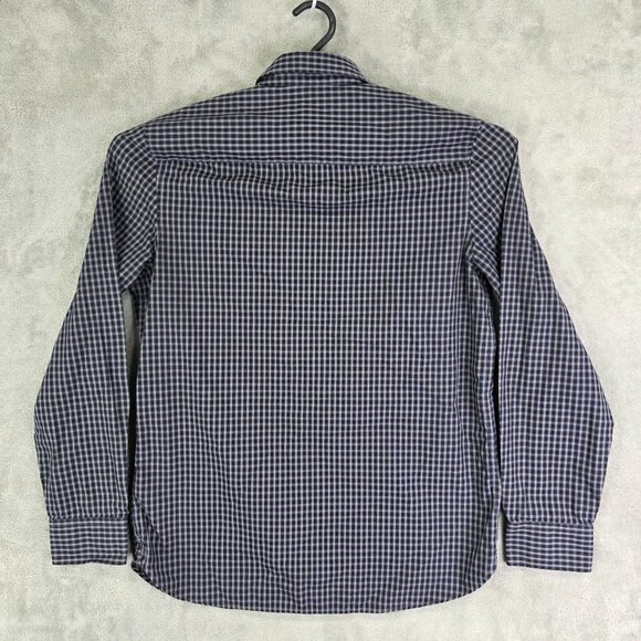 Mens Calvin Klein Navy & Gray Plaid Shirt Long Sleeve Button Down Size S - Picture 5 of 8